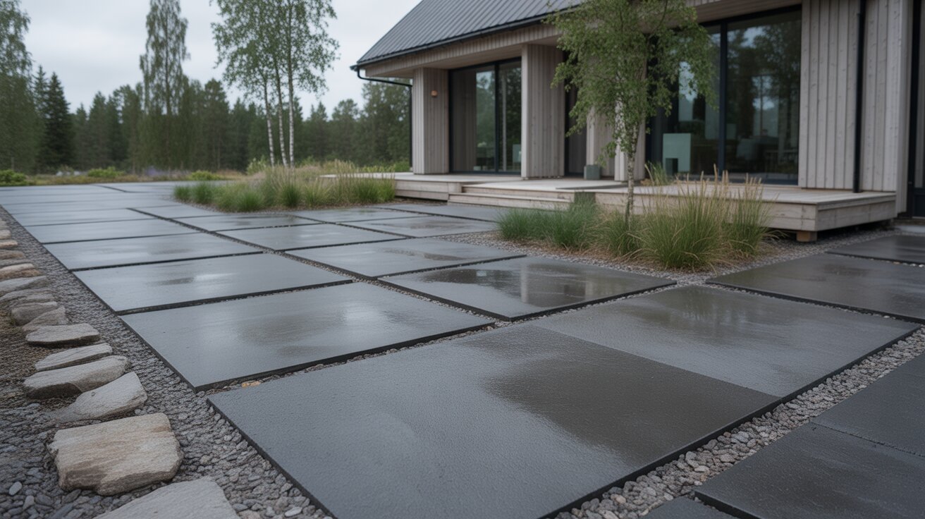 Lägga betongplattor